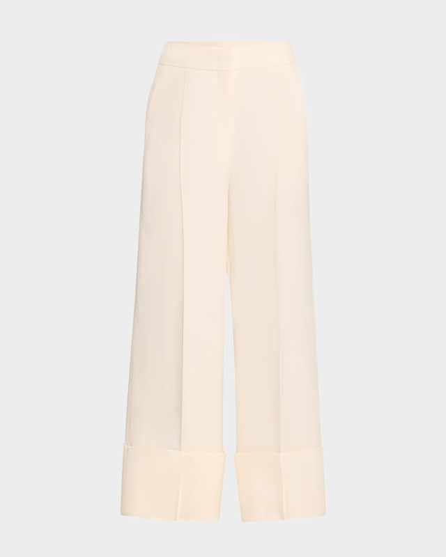 Wide-Leg Cuffed Trousers